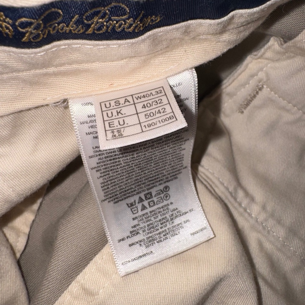 Brooks Brothers Advantage Chino Milano Khaki Pants Mens 40x32 Tan Cotton - Picture 6 of 9
